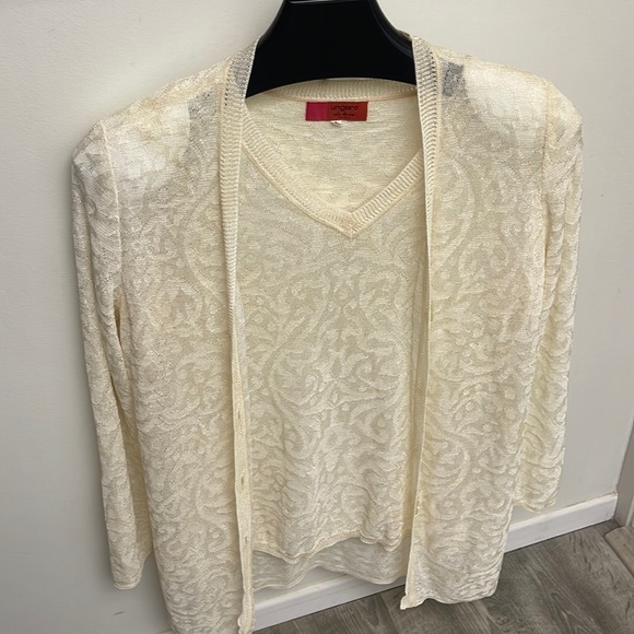 Vintage1990s Ungaro Paris twin set sheer lace imprint